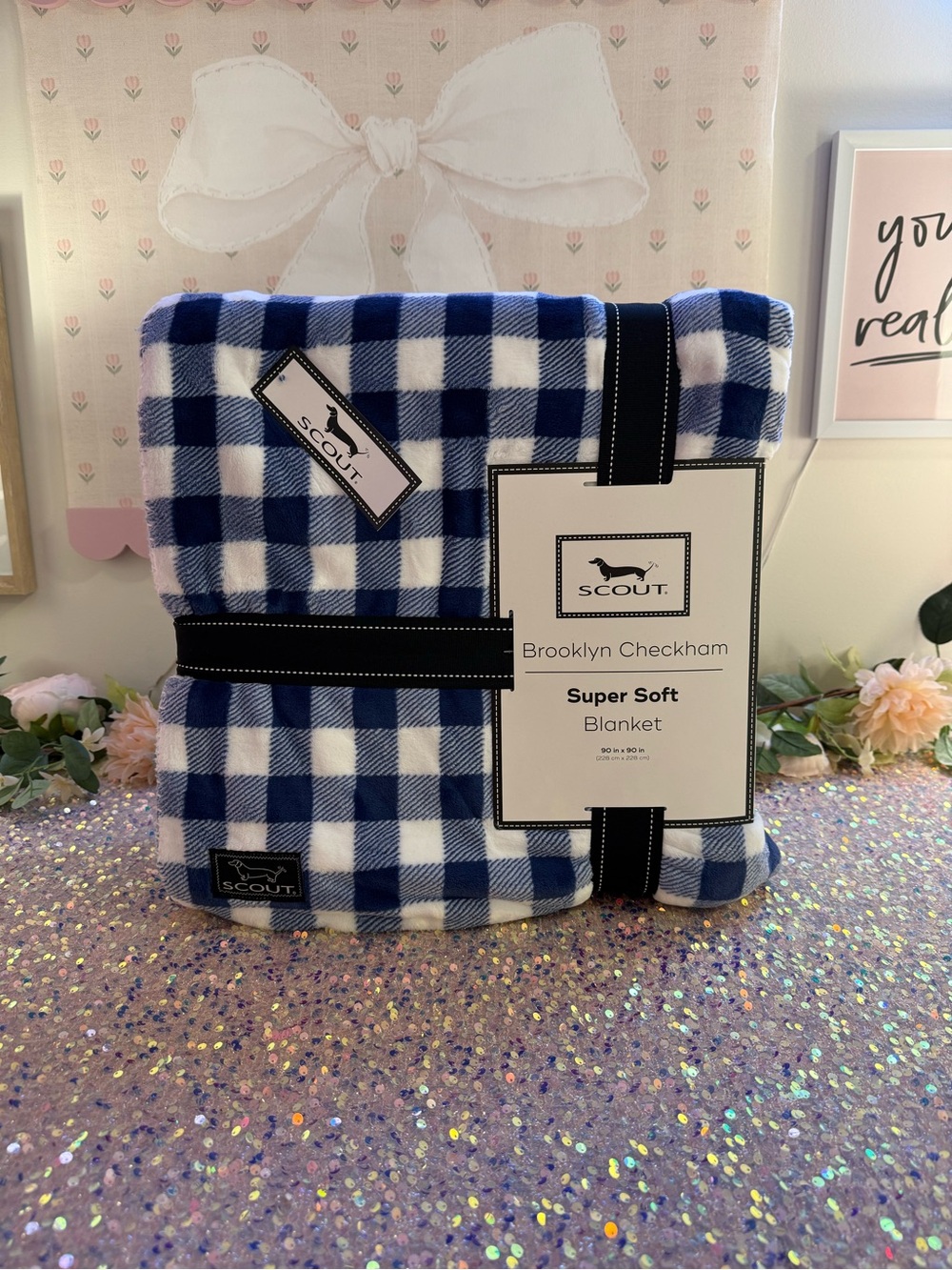 SCOUT Super Soft Blanket Brooklyn Checkham Blue Plaid • 90” x 90” / Queen • NWT